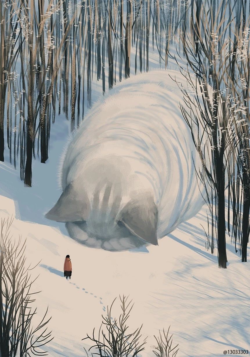 巨大的毛團最治癒～　插畫家「溫馴巨大動物」撫平心中不順：你不孤單