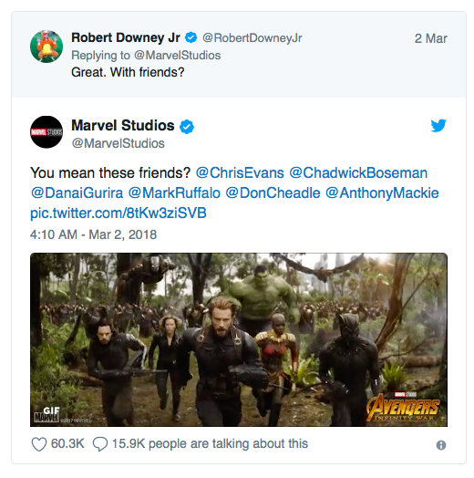 「鋼鐵人」在推特助攻粉絲！　要求《復仇者聯盟3》提早上映　漫威：OK