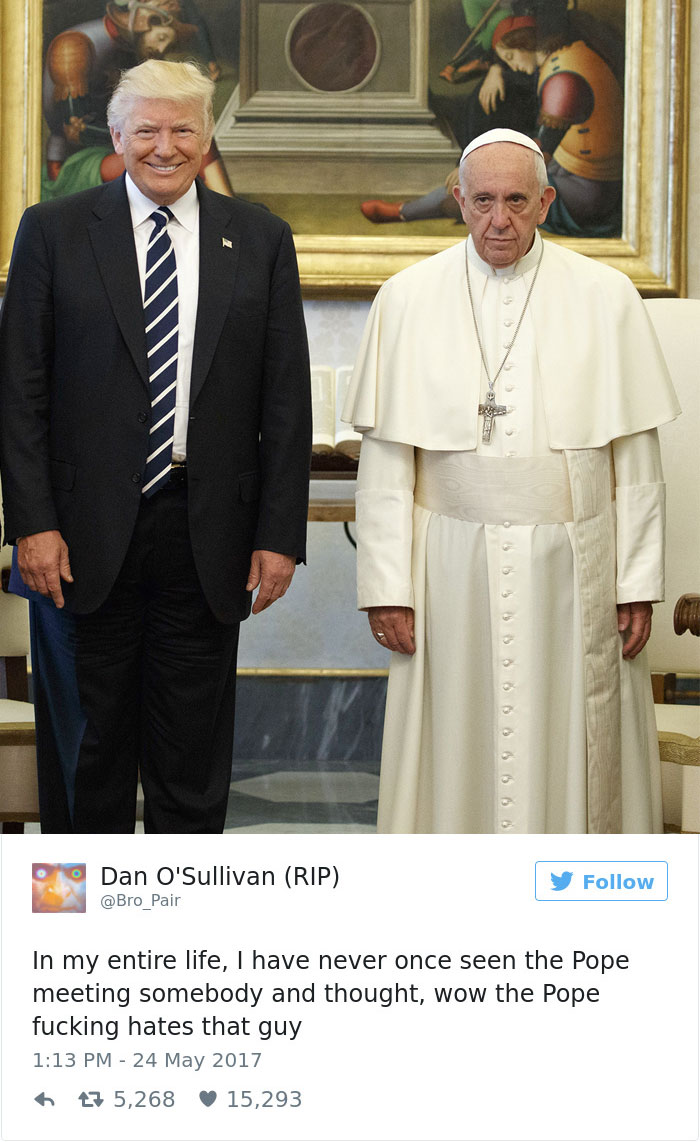 教宗會見川普出現「罕見大臭臉」　網友笑慘：梗圖大賽開跑！