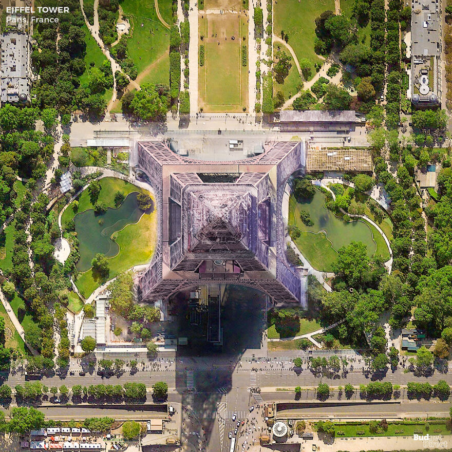 側面很熟悉！世界知名地標「罕見上帝視角」　俯瞰巴黎鐵塔完全認不出