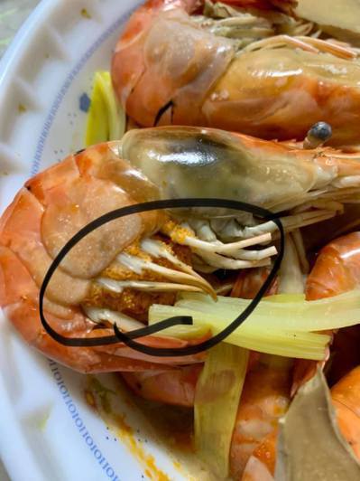 是美食？吃蝦看到大團「金色顆粒物」　過來人勸：好吃但會送醫吊點滴