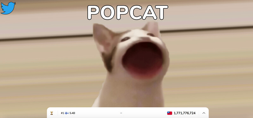快來拿金牌！「PopCat」迷因貓點擊大賽開跑　台灣搶下第1