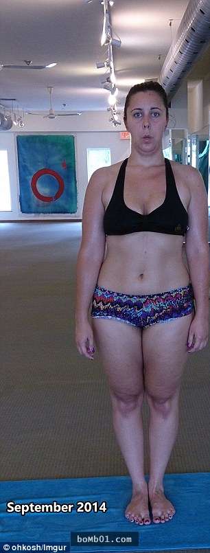 她從「破90公斤的身材」開始自己進行減重，才經過3個月的重訓…這腹肌簡直讓人羨慕到炸啊！