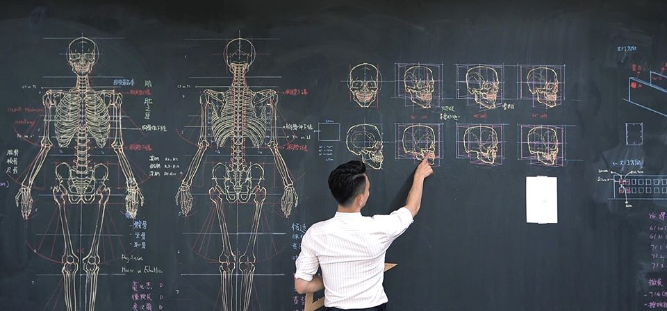 老師板書太狂！手繪教科書級「人體透視骨骼圖」　高顏值紅到日網：在上醫學課？