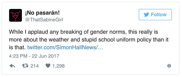 這群學生覺得校方在熱浪來襲還堅持的制服校規很蠢，於是索性穿上短裙發起正式抗議！