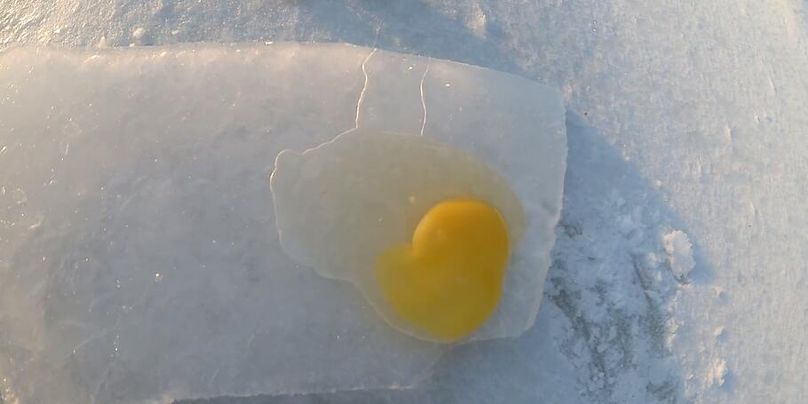 半透明質感絕美！男子-30°C實驗「貝加爾湖冰面煎蛋」　10秒變療癒藝術品！