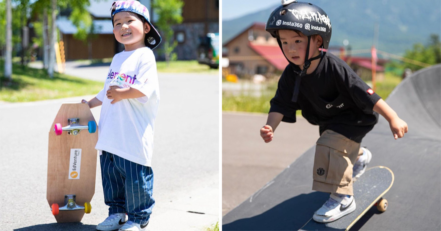 還包尿布就上板！日本4歲「滑板神童」摔倒無數次　「不哭也不鬧」努力萌樣擄獲萬人♡