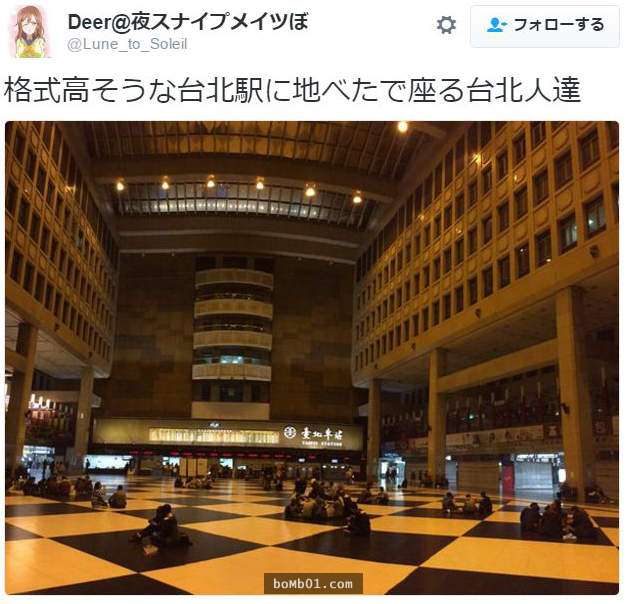 日本遊客知道「台北車站能夠坐在地板上」覺得超驚訝，甚至還研究出黑白格子的體驗結果！