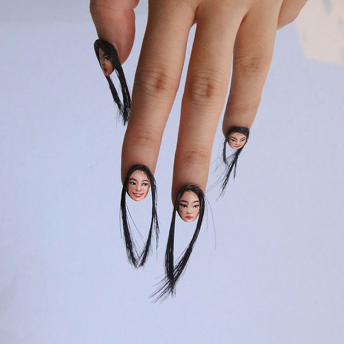 毛毛的…南韓正妹自創最狂「有毛美甲彩繪」，看著她手指亂動的畫面全身都起雞皮疙瘩！