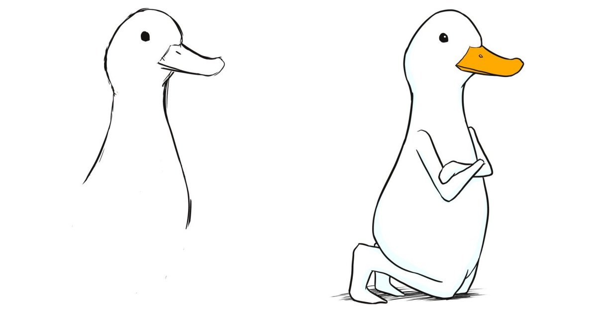 畫畫半途而廢！插畫家「畫到一半不想畫了」　猜不到結局「企鵝變大長腿」超爆笑