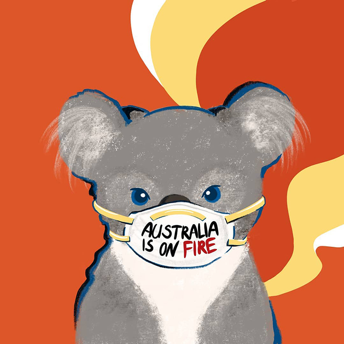 澳洲大火燒不停…各國插畫家「用色彩條線」集氣　畫圖傳達心情與希望