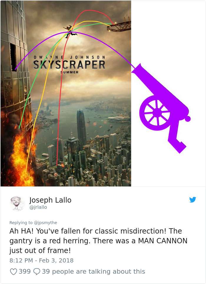 網友超認真研究巨石強森《摩天大樓》的海報　分析結果一直認為「他會摔死啊」