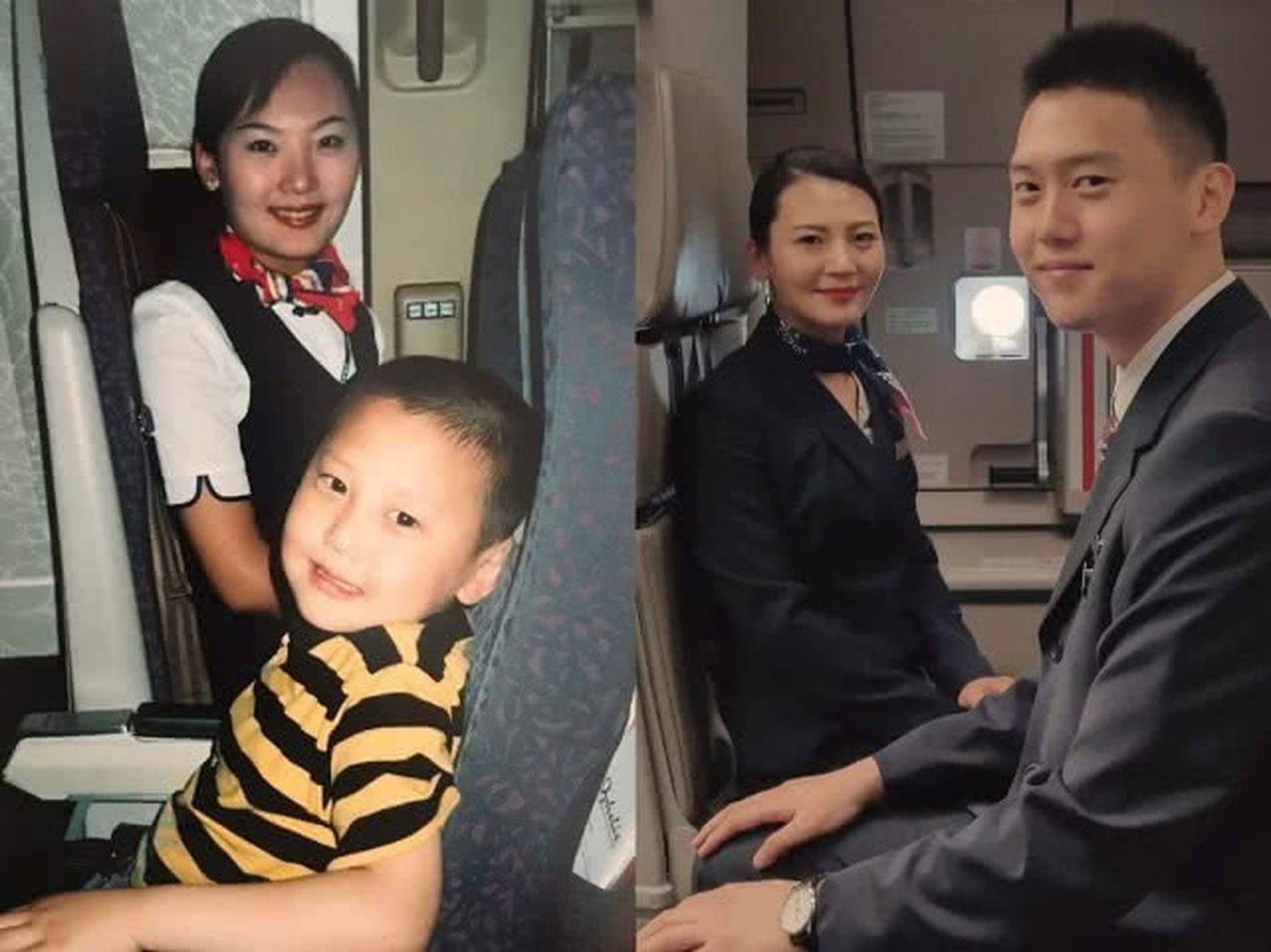 緣分好妙！小男孩第一次搭飛機跟空姐合照　15年後「成為師徒」再拍一次
