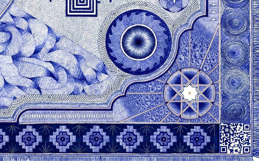 一支原子筆「畫15個月」手繪地毯　成品讓網友讚：絕美藝術品