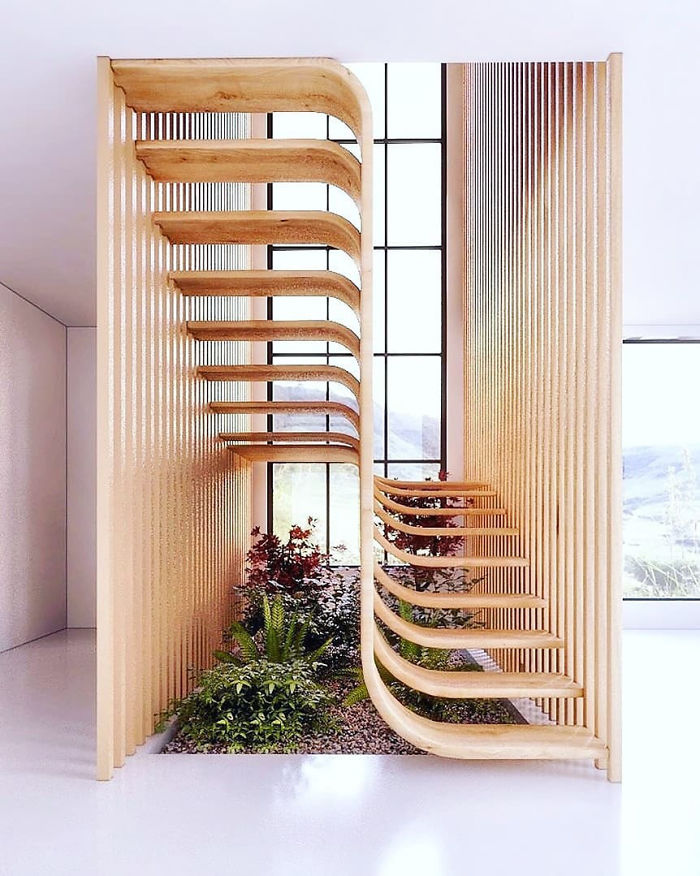 樓梯居然也能為「家裡一幅畫」　設計師奇思「DNA結構式樓梯」細看毫無接縫更驚人