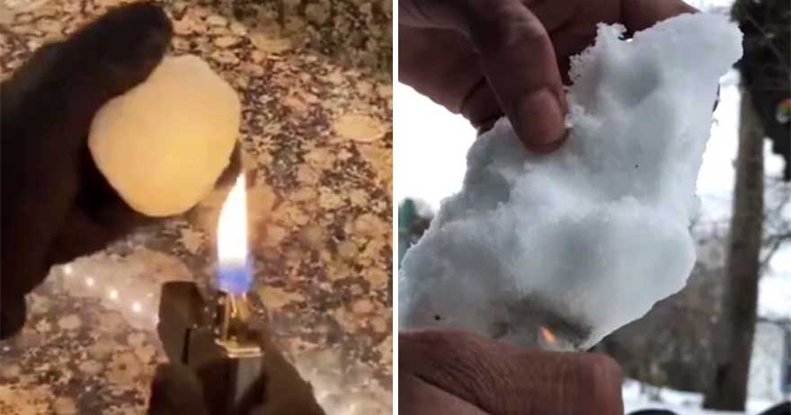 積雪不會化！網友瘋測試「用火烤雪」　烤焦超驚訝：假的雪？