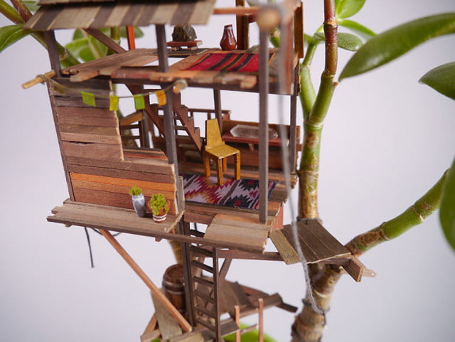 盆栽上「迷你樹屋」超精緻　傢俱超齊全「還鋪地毯」：這是小精靈的家嗎？