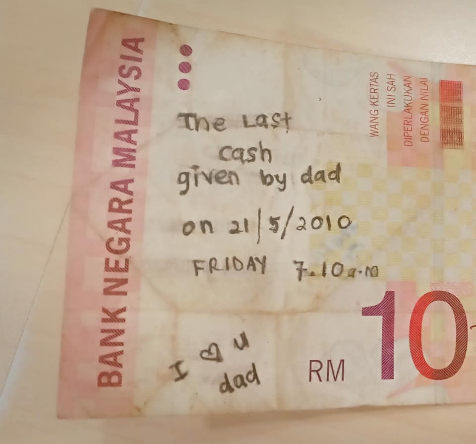 10元紙鈔寫著「爸爸給我的最後一筆錢」　失主女孩濕眼眶：我爸不在了…