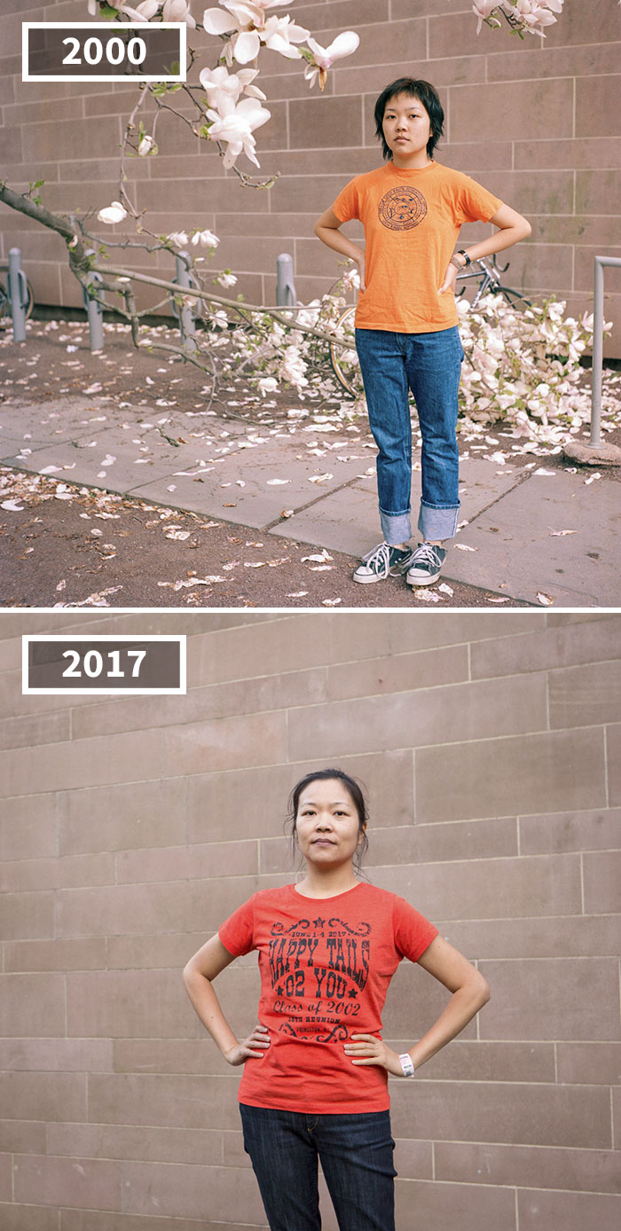 攝影師在2000年拍下朋友的照片，2017年又再拍一次…人類老化的過程各種不同啊！