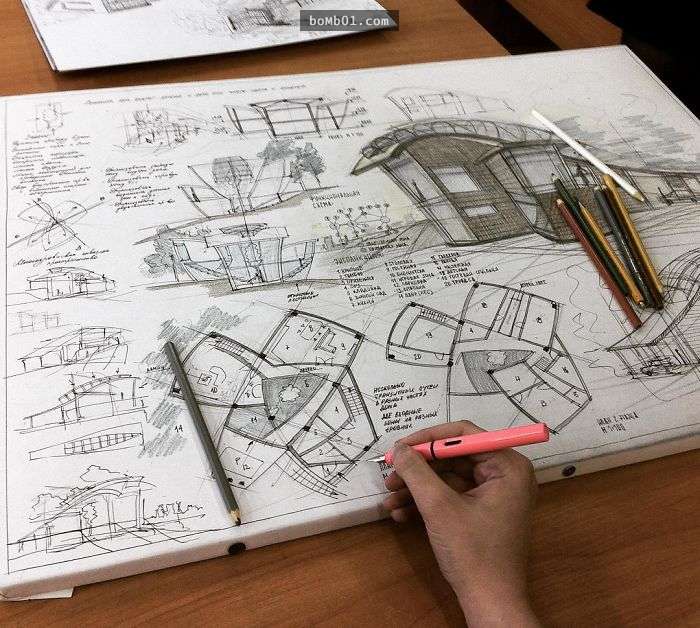 大學生公開分享「自己隨手畫畫的建築草圖設計」，只是手稿而已卻讓大家都希望看到真實作品！