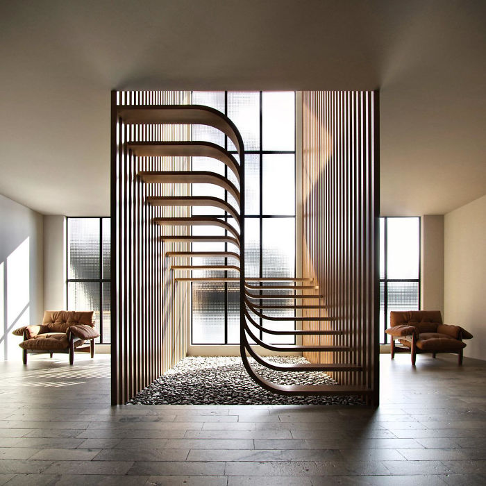 樓梯居然也能為「家裡一幅畫」　設計師奇思「DNA結構式樓梯」細看毫無接縫更驚人