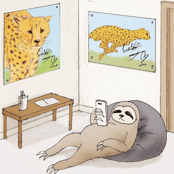 等到都老了！19張「樹懶的日常」幽默插畫　連影子也比別人慢超好笑