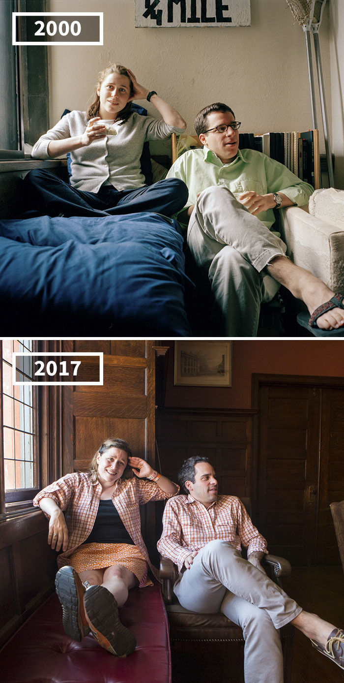 攝影師在2000年拍下朋友的照片，2017年又再拍一次…人類老化的過程各種不同啊！
