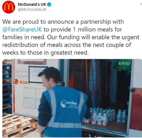 學校休假沒營養午餐…　英國麥當勞「捐出100萬份餐點」：孩子們吃飽最重要！