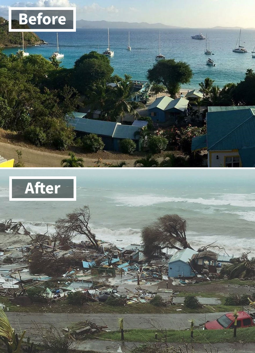 10年來最恐怖颶風「艾瑪」從照片就可以感受到當時的慘況，對比圖越看越對大自然感到敬畏…