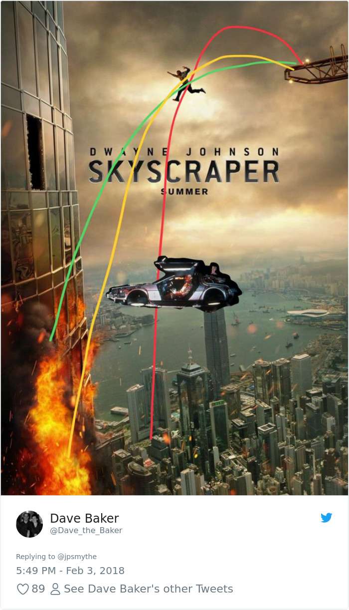網友超認真研究巨石強森《摩天大樓》的海報　分析結果一直認為「他會摔死啊」