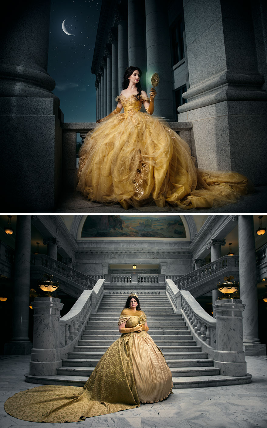 這對母女Cosplay迪士尼主角拍攝「從公主變成王后」的變化對比圖！