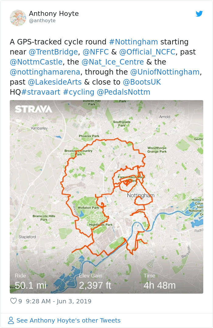 地圖真的可以拿來畫畫　自行車手9小時「騎出一隻馴鹿」歡慶聖誕