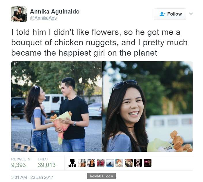 不喜歡花的她收到男友送「這束東西」笑到超開心，鏡頭一拉近大家都覺得她幸福到爆炸！