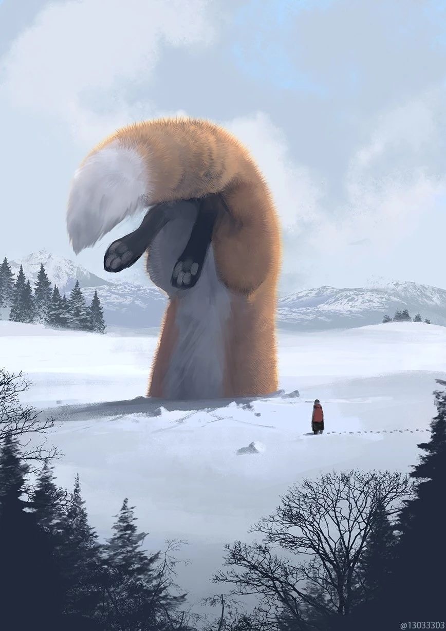 巨大的毛團最治癒～　插畫家「溫馴巨大動物」撫平心中不順：你不孤單