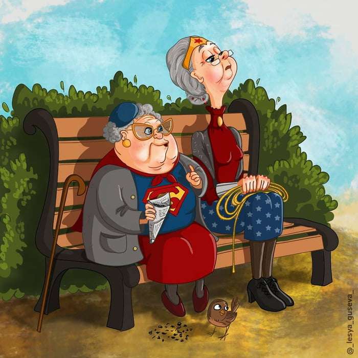 16張「當超級英雄年老退休…」的激萌插畫