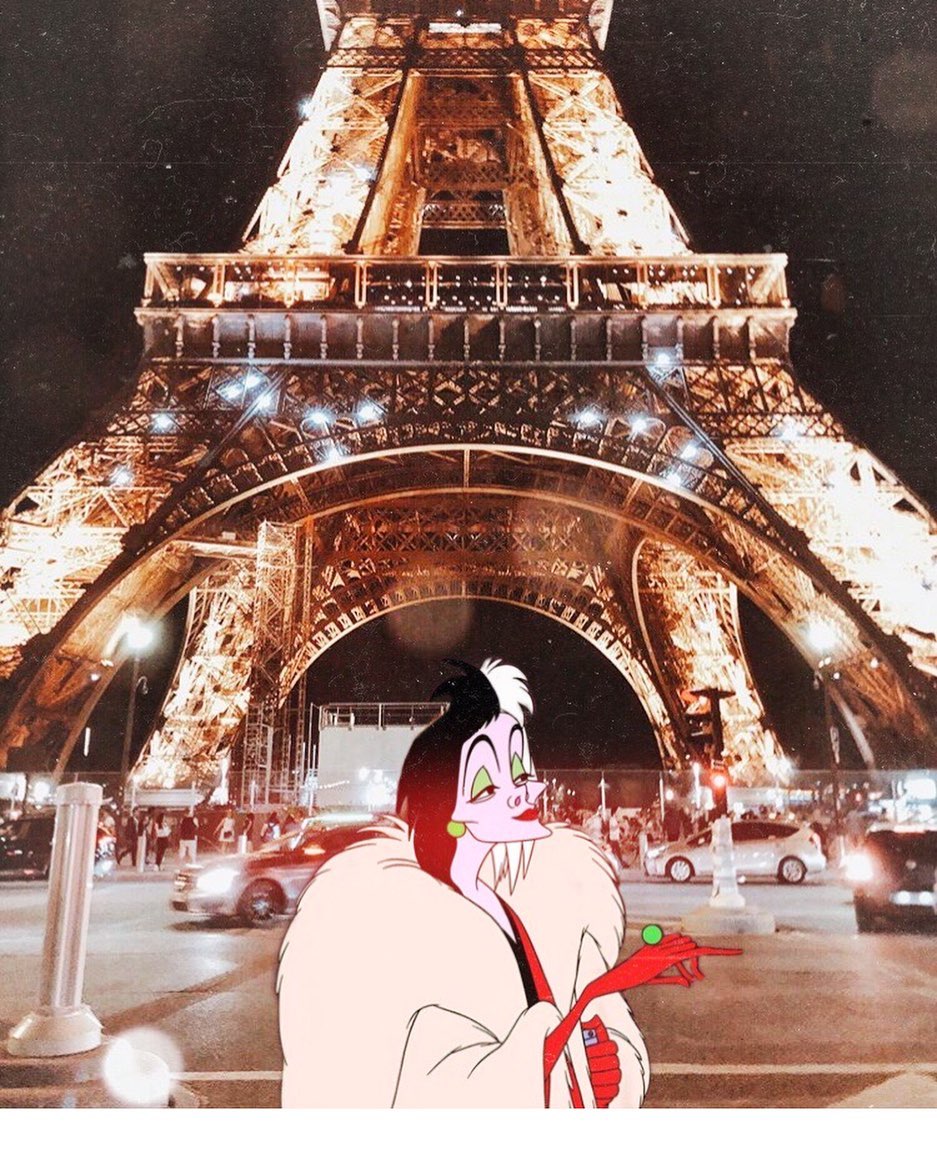 如果迪士尼公主活在我們的現實…　15張「幻想合成照」庫伊拉在巴黎鐵塔太無違和