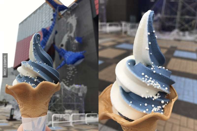 超夯「鯨鯊霜淇淋」讓大家都搶著先打卡PO照片，藍白的漂亮顏色讓大家都被療癒了！