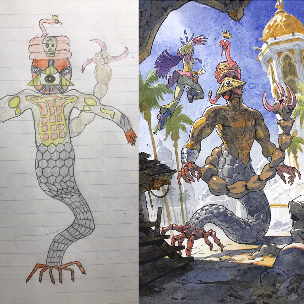 插畫家老爸的神加工　兒子塗鴉角色「完美進化」帥到可以改編成電影