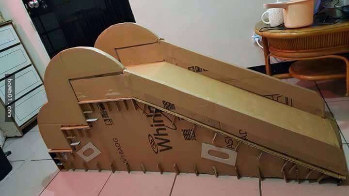 爸爸親手為女兒打造「紙箱溜滑梯」，看完「超神內部設計」後大家都忍不住跪了！