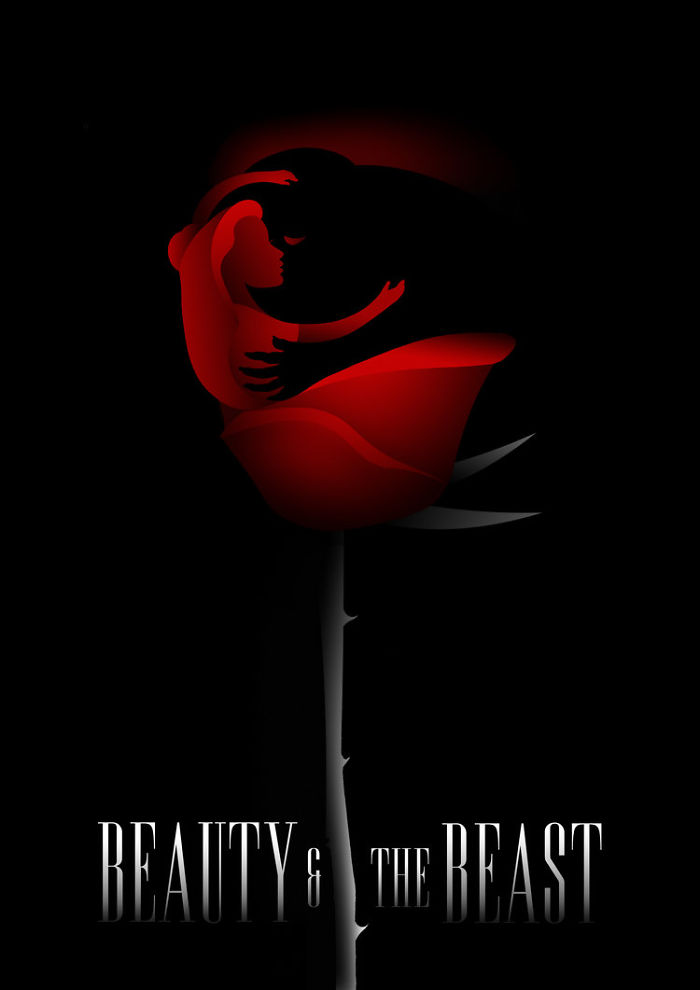 仔細看！「極簡成人版」迪士尼電影海報有巧思　紅玫瑰竟是「美女與野獸」