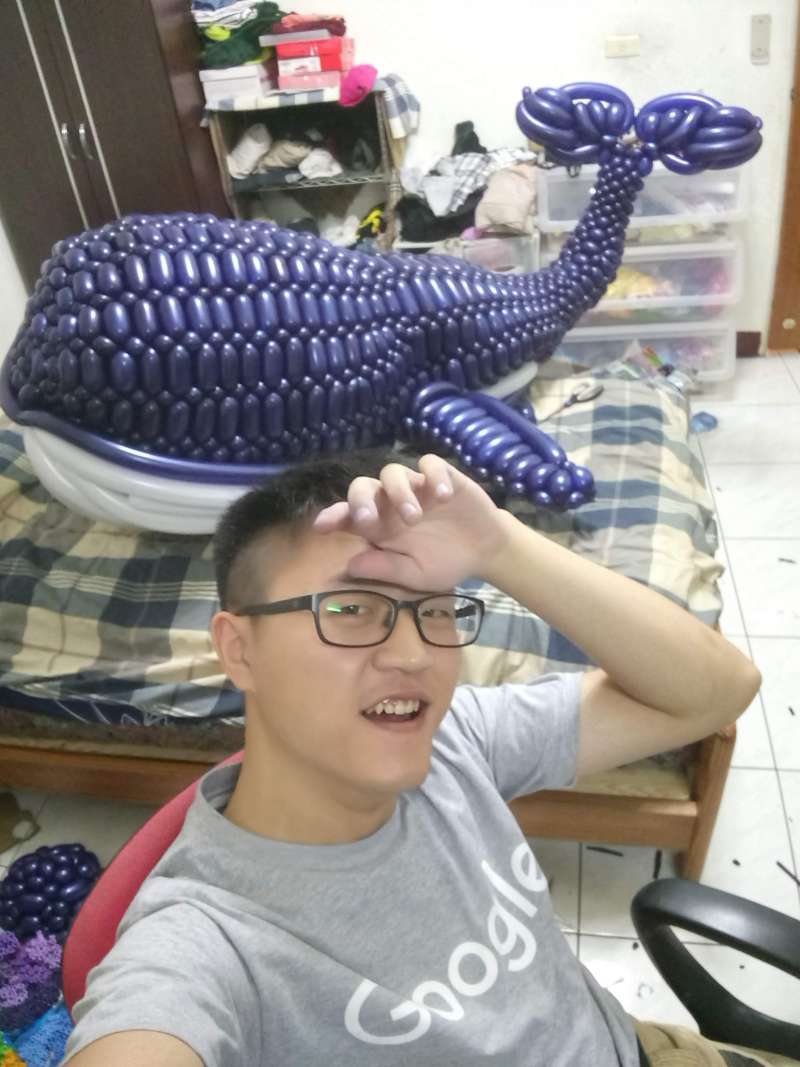 台中人的造型汽球「台灣藍鯨」奪世界冠軍　他無奈：老闆眼中只值25K薪