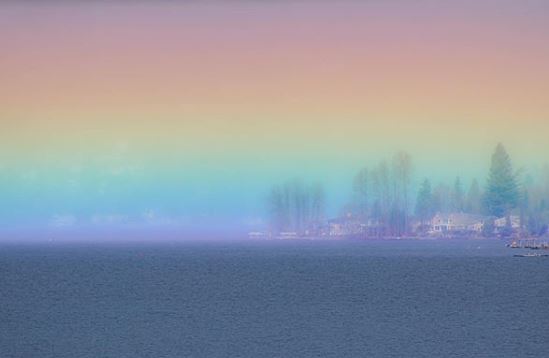 颶風過境！海平面竟拍到「夢幻水平彩虹」　七彩光環「包攏城市」成絕美景象