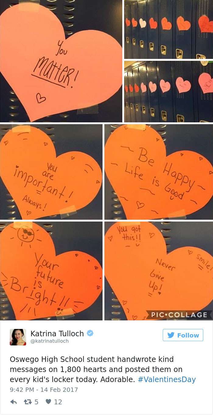 1500名學生在情人節當天「收到匿名的甜蜜禮物」，掀開一看大家當場就被感動到哭了…