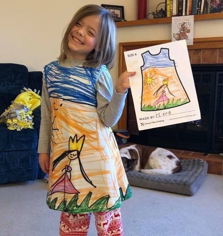 穿上自己畫的衣服！　創意公司幫小孩「把塗鴉變成時尚長裙」各種好看