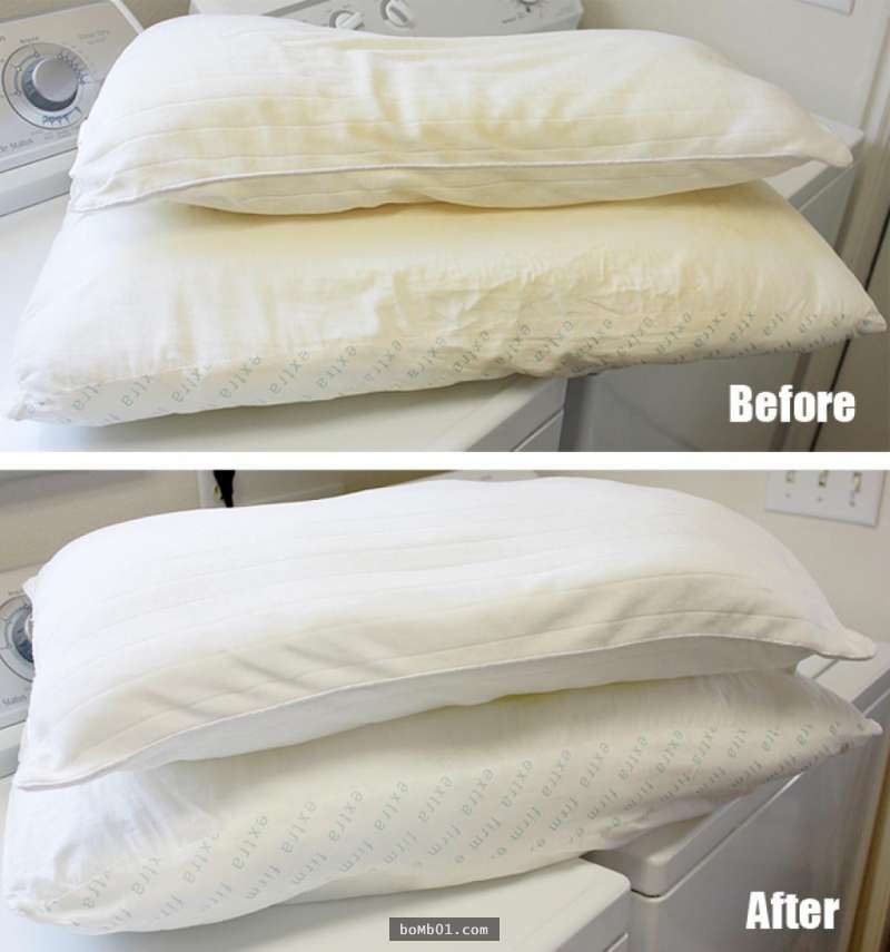 這就是連阿母都不知道的「泛黃枕頭清洗妙招」，原本長滿細菌的枕頭一下就會變得像新的一樣！