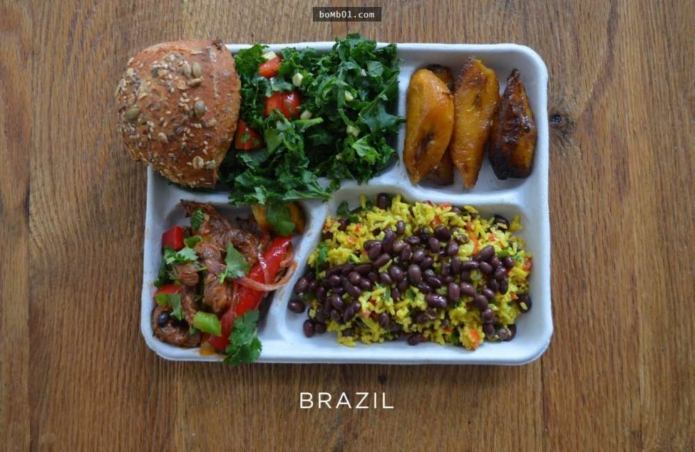 各國小朋友吃的營養午餐色彩繽紛讓人口水流滿地，尤其巴西的看起來也太熱情澎湃了啊！