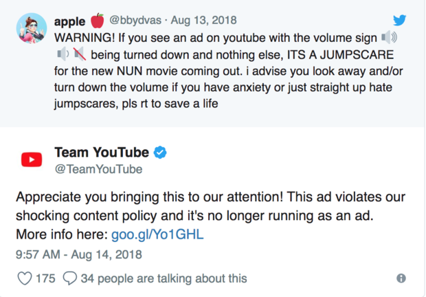 《鬼修女》YouTube廣告引爭議　使用者抱怨：太嚇人啦！