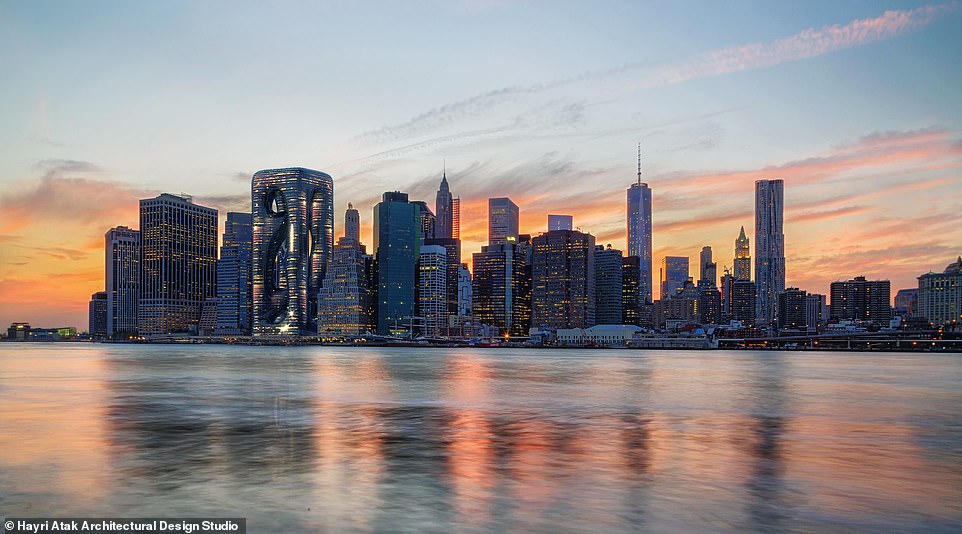 紐約新地標！曼哈頓概念建築「鏤空液體大樓」　210米高造型超突出！