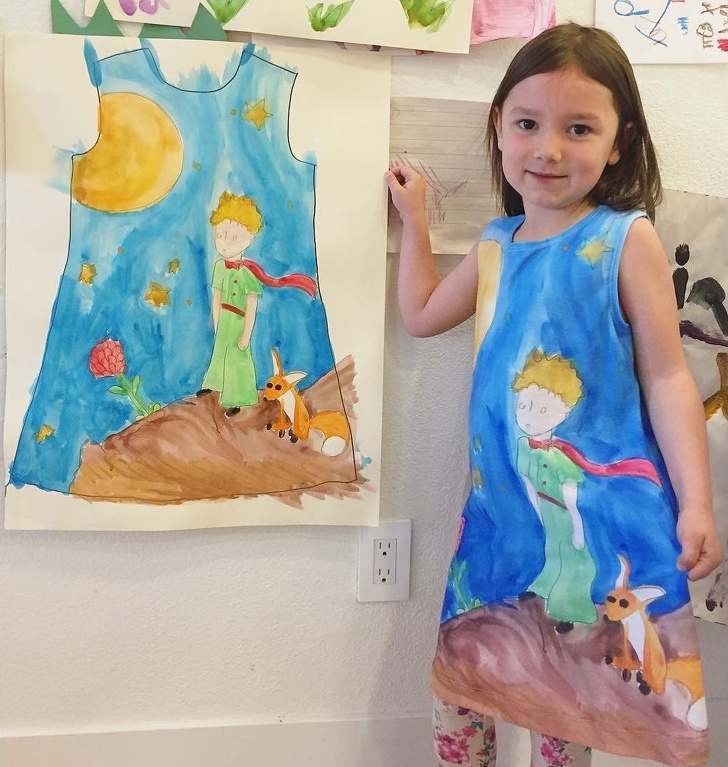 穿上自己畫的衣服！　創意公司幫小孩「把塗鴉變成時尚長裙」各種好看