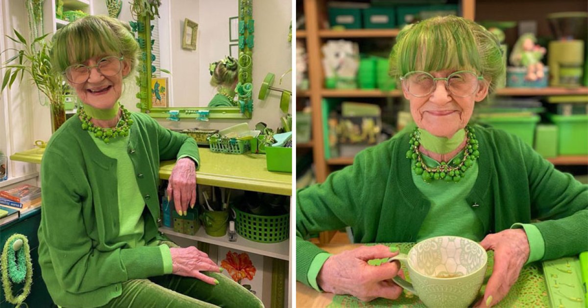 最愛綠色！82歲阿嬤連續20年穿綠色衣服　可愛穿搭在紐約爆紅